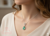 3.13 carat Genuine Emerald And Diamond Pendant for Woman's 14k Gold