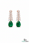 Pear Shape Emerald & Diamond Drop Earrings - Luxury Bridal Jewelry