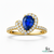Pear Shape Blue Sapphire Diamond Ring with Heart Halo - Promise Ring