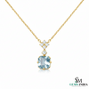March Birthstone Octagon Cut Aquamarine & Diamond Pendant - Blue Gemstone Jewelry