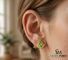 Pear Cut Peridot Stud Earrings with Diamond Halo - Elegant Gold Jewelry
