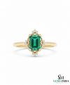 Emerald Cut Natural Emerald May Birthstone Women Engagement Ring 14k Fine Jewelry Gold Ring