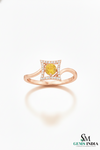 Round Natural Citrine Engagement Style Ring - Elegant gemstone ring