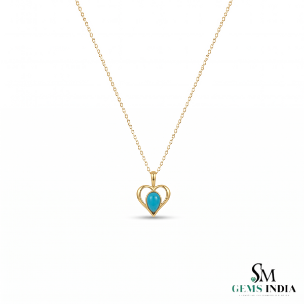 Romantic Pear Turquoise Heart Pendant - – Elegant Fine Jewelry For Women