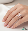 Elegant Cushion Morganite Ring with Diamond Halo - Morganite bridal ring