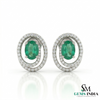 Oval Green Emerald & Diamond Halo Earrings in – Timeless Elegance