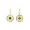2.10 carat Sun Halo Natural Emerald Dangle Earrings in 14k Gold – Artisan Boho Luxury