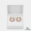 Cushion Gemstone Multicolor Sapphire & Diamond Open Hoop Earrings