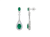 3.20 carat Oval Natural Emerald Teardrop Earrings in 14k Gold Diamond Accent Drop Style