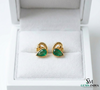 Minimalist Pear Emerald Gold Everyday Studs - Birthday Gift For Wife