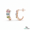 Multicolor Baguette Sapphire & Diamond Hoop Earrings