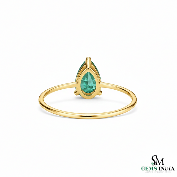 2 Karat Herzform-Smaragd- und Diamantring aus 14 Karat Gold, Smaragd-Verlobungsring