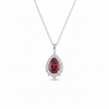 Pear Cut Natural Ruby and Diamond Halo Pendant in 14K gold
