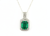 8.10 carat Stunning Natural Emerald Pendant Emerald Cut Green Gem with Diamond Halo Glow