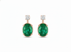 2.50 carat Oval shape Natural Emerald and Diamond Stud Earrings in 14k Gold