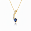Pear Shaped Natural Blue Tanzanite & Diamond Curved Pendant