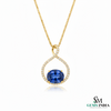 Elegant Oval cut Blue Tanzanite & Diamond Teardrop Pendant