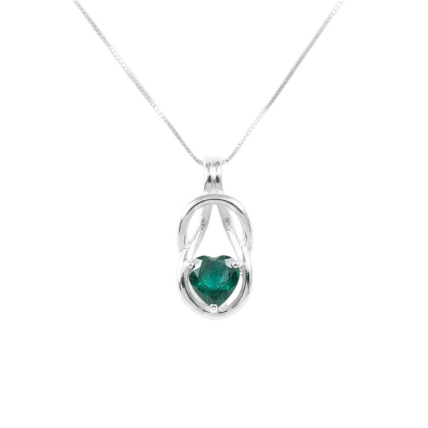 1.60 carat Timeless Heart Shape Natural Emerald interlaced teardrop design Pendant Necklace in Gold – Gift of Love