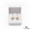 Round cut Natural Citrine & Diamond Floral Drop Earrings - Luxury Jewelry Gift