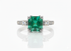 Classic Octagon Cut Natural Emerald 4 carat Engagement Ring in 14K Gold Promise Ring