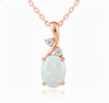 Oval Opal Diamond Halo Pendant - Elegant Gold Jewelry