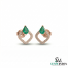 Luxury Pear Shape Emerald & Diamond Stud Earrings for Women