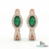 Luxury Marquise Cut Emerald Earrings with Diamond Halo