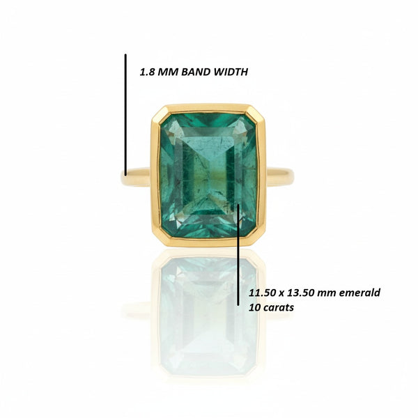 10 Carats Natural Emerald Solitaire Ring For Unisex Men's And Women 14k Gold Engagement Ring