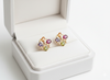 Luxury Multi-Stone Gold Stud Earrings with Diamond Accents