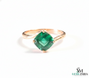 Cushion Cut Emerald Engagement Ring in Solid Gold – Minimalist Solitaire Ring
