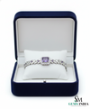 Emerald-Cut and Round Amethyst Diamond Halo Bracelet for Women