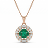 Timeless Round Emerald & Diamond Halo Pendant - Fine emerald jewelry for women