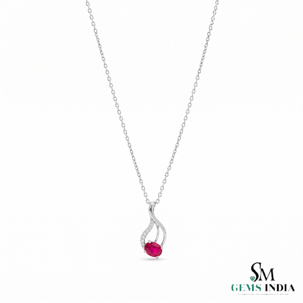 Oval Ruby & Diamond Teardrop Pendant – Sophisticated Statement Jewelry
