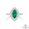 Classic Emerald Halo Ring Marquise Cut Green Stone in 14K Gold Fine Jewlery Gift for Her