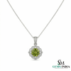 Antique Inspired Peridot Floral Pendant with Diamonds - Elegant Statement Jewelry