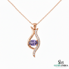 Natural Oval Tanzanite Diamond Accent Gold Pendant - anniversary gift for her
