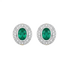 Luxury Design Vintage Oval Natural Emerald & Diamond Cluster Stud Earrings in 14k gold