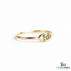 Delicate Natural Emerald Eye Symbol Fine Gold Band Ring - Minimalist emerald ring