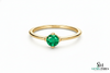 Round Emerald Solitaire Ring – Minimalist Natural Green Emerald Promise Ring