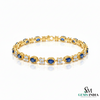 Blue Sapphire & Diamond Flower Bracelet in 14k and 18k Gold – Elegant Women’s Bracelet