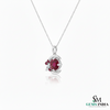 Round Cut Natural Ruby & Diamond Crescent Moon Pendant