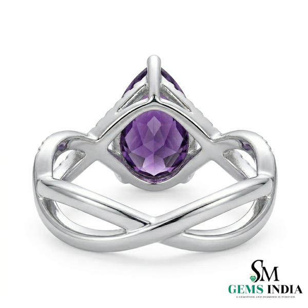 Pear Cut Amethyst Infinity Twist Ring - February birthstone ring