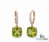Cushion Cut Peridot Drop Earrings and Diamonds - Elegant Dangle Earrings for Women