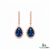 Pear Shaped Blue Sapphire and Diamond Halo Dangle Earrings - Sapphire Diamond Earrings
