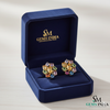 2.80 Carat Oval Rainbow Multi Gemstone Cluster Studs Fine Jewelry