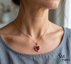 Heart Shape Red Ruby & Diamond Halo Pendant - Romantic Ruby Heart Pendant For Woman