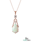 Natural Pear Shaped Opal Diamond Accent Pendant- Delicate Fine Jewelry