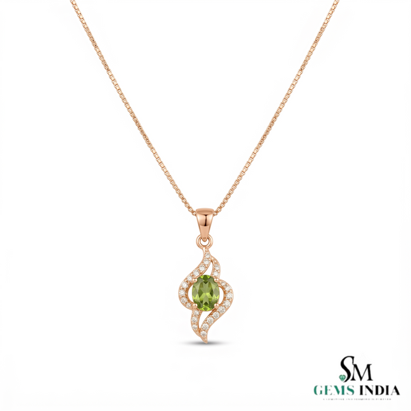 Oval Peridot Pendant With Diamond Accent – Luxury Fine Jewelry