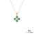 Pear shaped Natural Emerald and Diamond Four-Leaf Clover Pendant in 14K Gold Gift for her