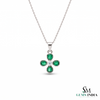 Pear shaped Natural Emerald and Diamond Four-Leaf Clover Pendant in 14K Gold Gift for her
